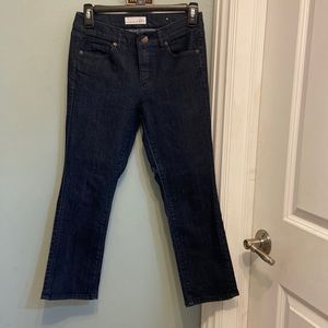 Dark blue jeans, soft, material crop